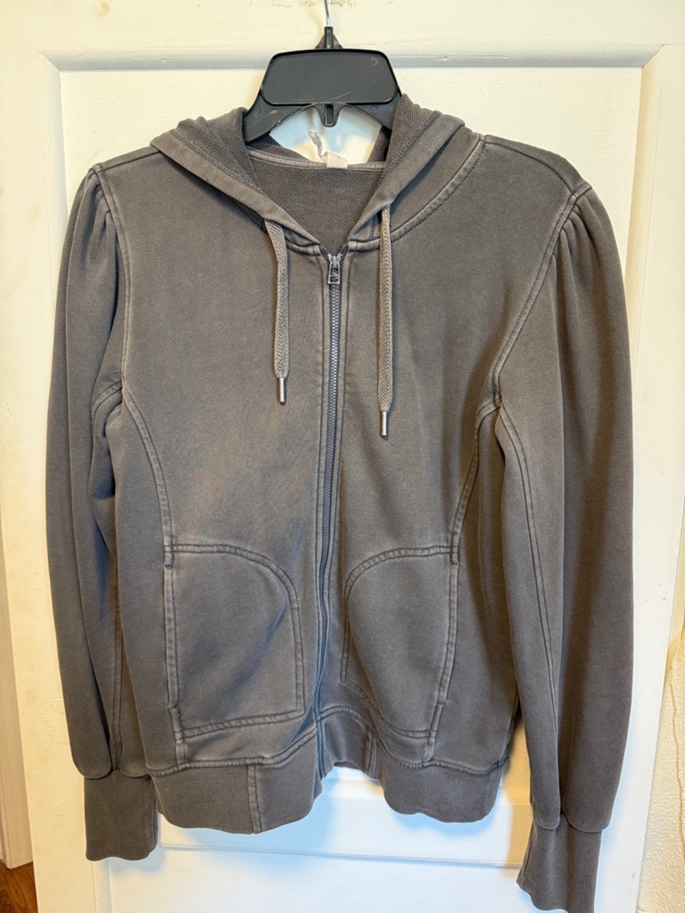 Anthropologie Terry Puff Sleeve Zip Up